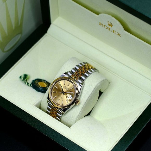 Rolex Datejust 41 18k Gold/Steel Champagne Index Dial Watch 126333 -BOX & PAPERS - Picture 1 of 7